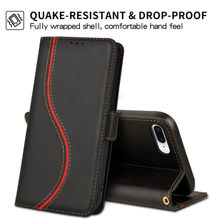 For iPhone 7 Plus / 8 Plus Side Buckle S Curve Leather Phone Case
