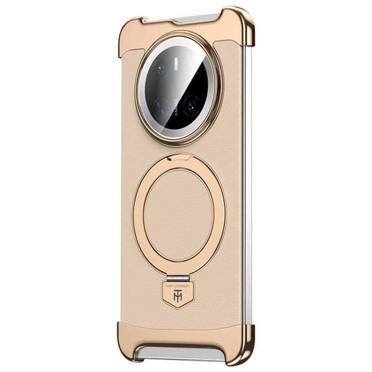 For Huawei Mate 70 Borderless MagSafe Ring Holder Plain Leather Phone Case