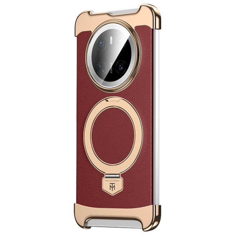 For Huawei Mate 70 Borderless MagSafe Ring Holder Plain Leather Phone Case