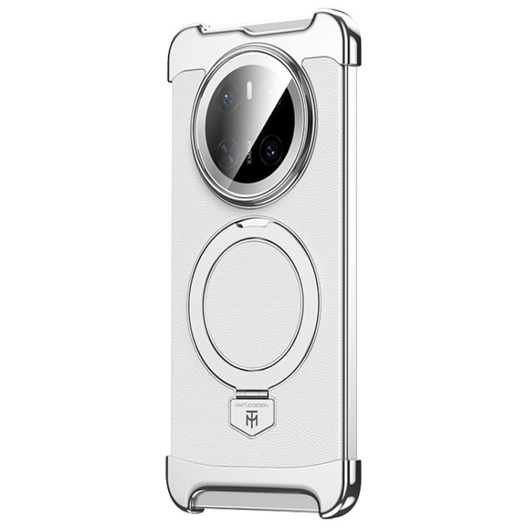 For Huawei Mate 70 Borderless MagSafe Ring Holder Plain Leather Phone Case
