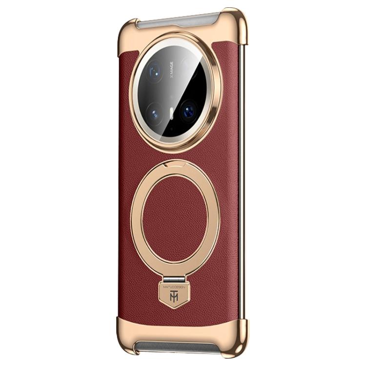 For Huawei Mate 70 Pro / 70 Pro+ Borderless MagSafe Ring Holder Plain Leather Phone Case