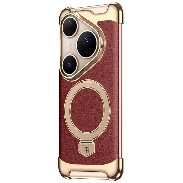 For Huawei Pura 80 Pro / 80 Pro+ Borderless MagSafe Ring Holder Plain Leather Phone Case
