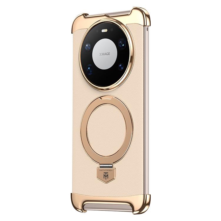 For Huawei Mate 80 Pro Max Borderless MagSafe Ring Holder Plain Leather Phone Case