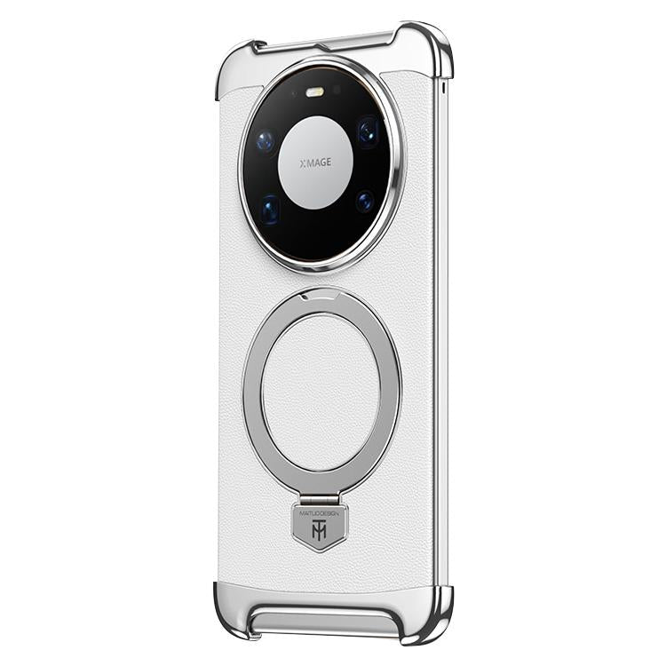 For Huawei Mate 80 Pro Max Borderless MagSafe Ring Holder Plain Leather Phone Case