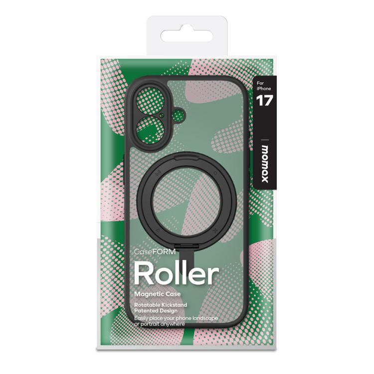 For iPhone 17 MOMAX Magsafe Magnetic Metal Rotating Holder Phone Case