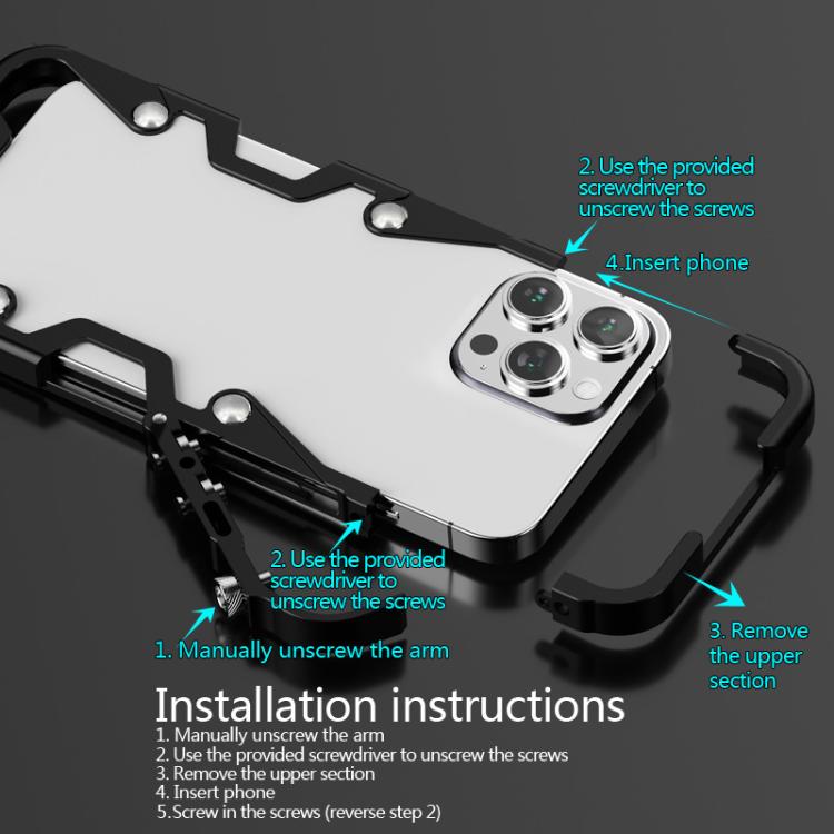 For iPhone 12 Trigger Design Hollow Metal Frame Phone Case with Lanyard