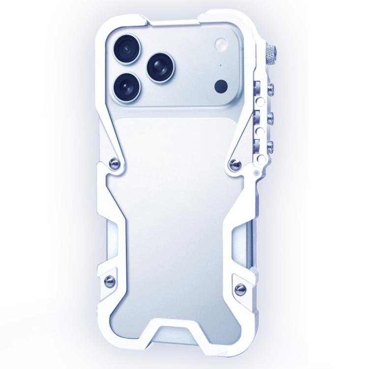 For iPhone 17 Pro Max Trigger Design Hollow Metal Frame Phone Case with Lanyard