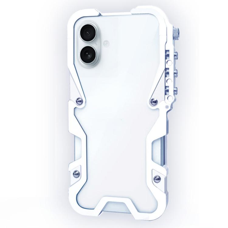 For iPhone 17 Trigger Design Hollow Metal Frame Phone Case with Lanyard
