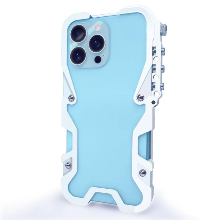 For iPhone 16 Pro Max Trigger Design Hollow Metal Frame Phone Case with Lanyard