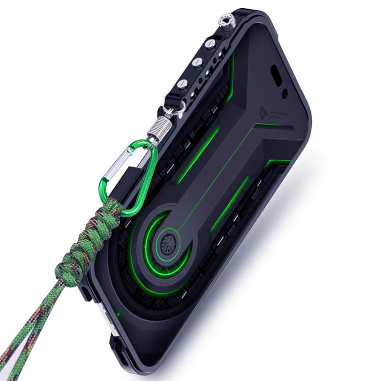 For iPhone 17 Pro Max Trigger Design Hollow Metal Frame Phone Case with Lanyard