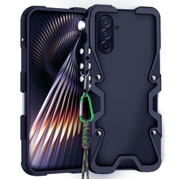 For Samsung Galaxy A36 5G Trigger Design Hollow Metal Frame Phone Case with Lanyard