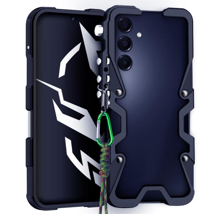 For Samsung Galaxy A16 4G / 5G Trigger Design Hollow Metal Frame Phone Case with Lanyard