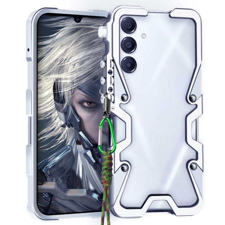 For Samsung Galaxy A16 4G / 5G Trigger Design Hollow Metal Frame Phone Case with Lanyard