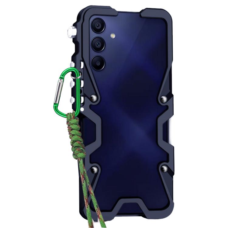 For Samsung Galaxy A15 4G / 5G Trigger Design Hollow Metal Frame Phone Case with Lanyard