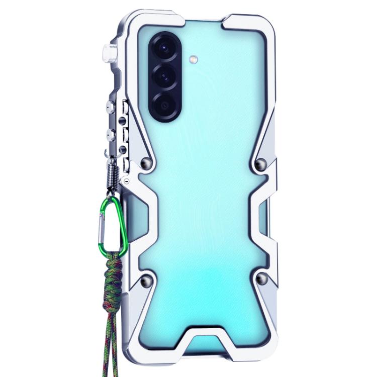 For Samsung Galaxy A17 4G / 5G Trigger Design Hollow Metal Frame Phone Case with Lanyard