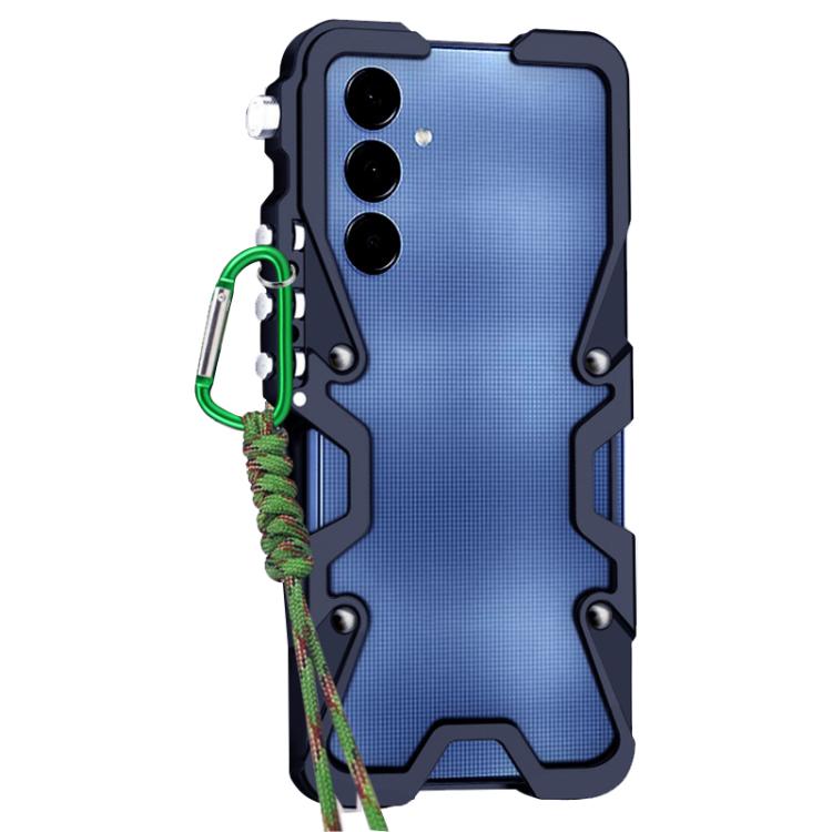For Samsung Galaxy A25 5G Trigger Design Hollow Metal Frame Phone Case with Lanyard