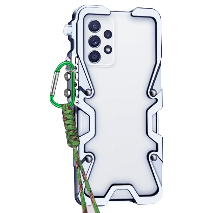 For Samsung Galaxy A52 4G / 5G Trigger Design Hollow Metal Frame Phone Case with Lanyard