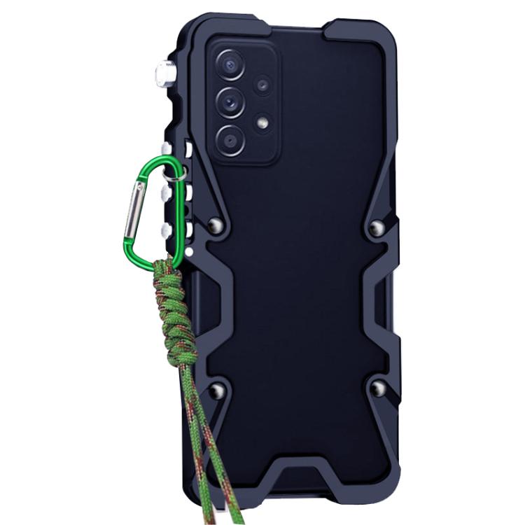 For Samsung Galaxy A53 5G Trigger Design Hollow Metal Frame Phone Case with Lanyard