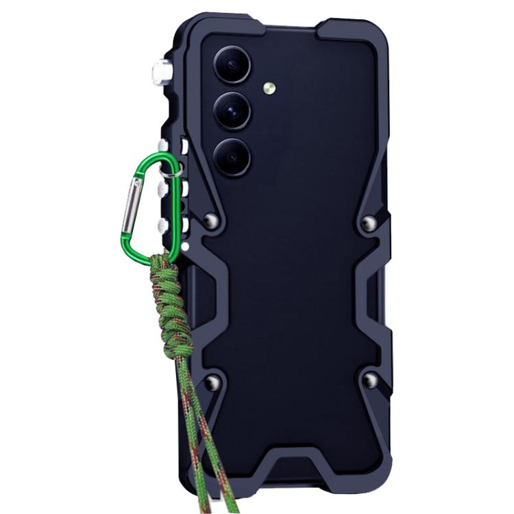 For Samsung Galaxy A54 5G Trigger Design Hollow Metal Frame Phone Case with Lanyard