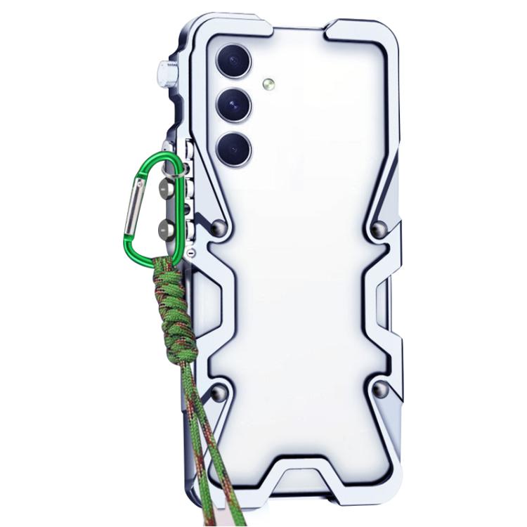For Samsung Galaxy A54 5G Trigger Design Hollow Metal Frame Phone Case with Lanyard