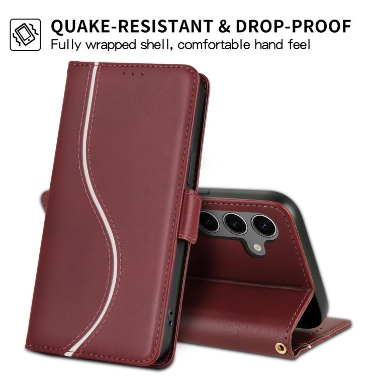 For Samsung Galaxy S25 / S24 5G Side Buckle S Curve Leather Phone Case