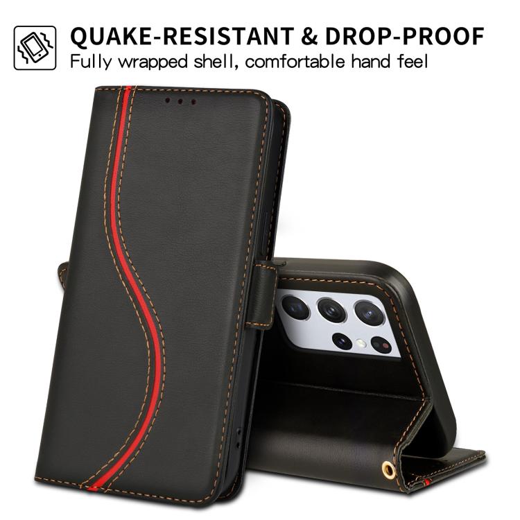 For Samsung Galaxy S21 Ultra 5G Side Buckle S Curve Leather Phone Case