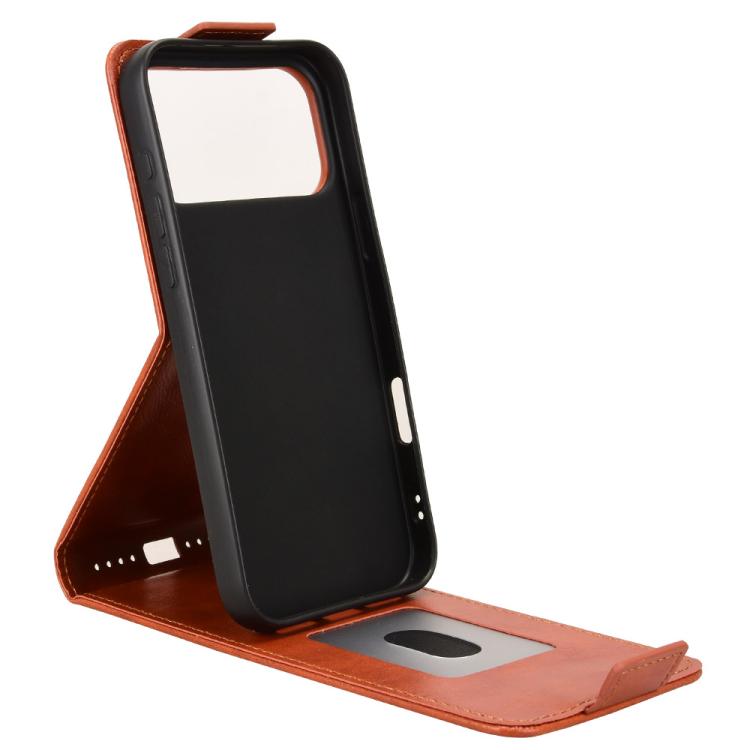 For iPhone 17 Pro Magnetic Vertical Flip Leather Phone Case with Buckle