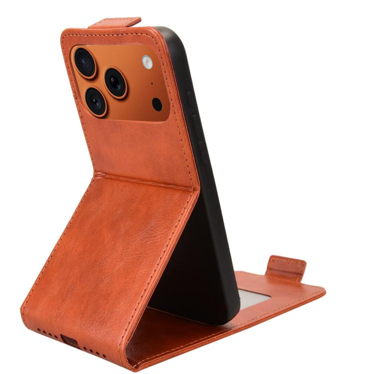 For iPhone 17 Pro Magnetic Vertical Flip Leather Phone Case with Buckle