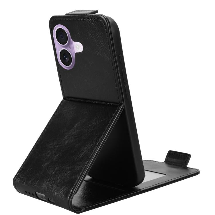 For iPhone 17 Magnetic Vertical Flip Leather Phone Case with Buckle