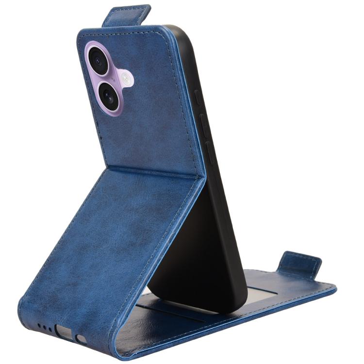 For iPhone 17 Magnetic Vertical Flip Leather Phone Case with Buckle