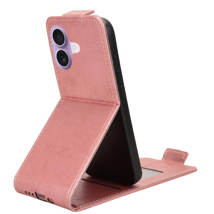 For iPhone 17 Magnetic Vertical Flip Leather Phone Case with Buckle