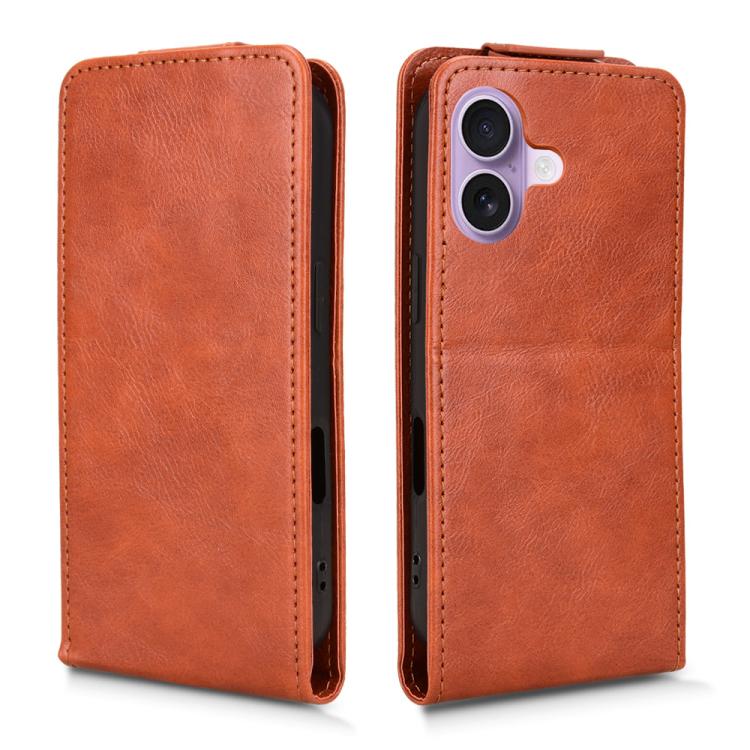 For iPhone 17 Magnetic Vertical Flip Leather Phone Case with Buckle