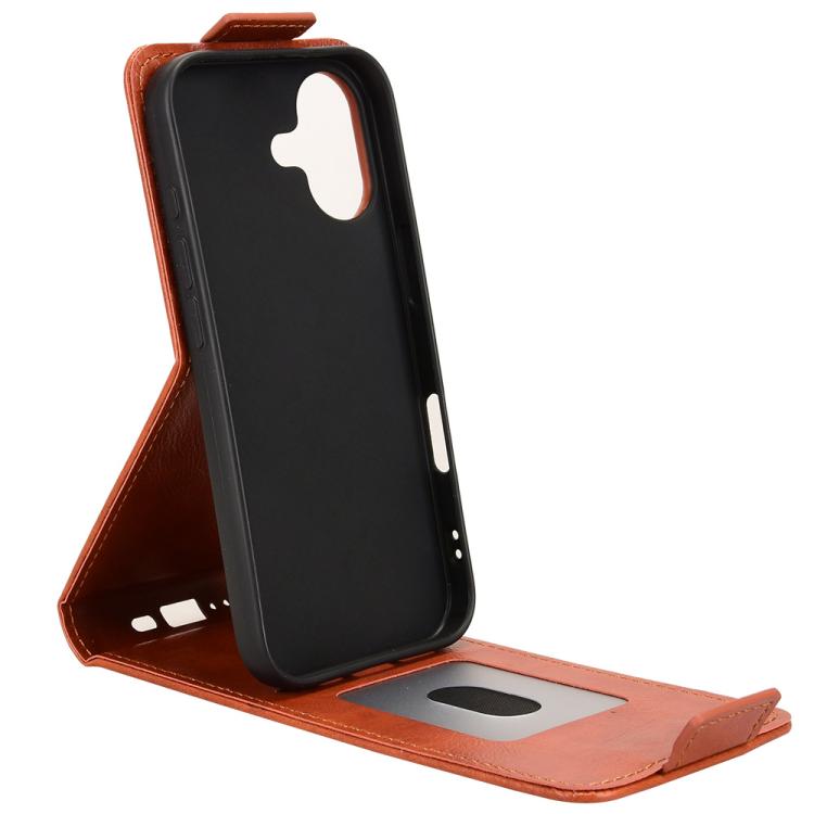 For iPhone 17 Magnetic Vertical Flip Leather Phone Case with Buckle
