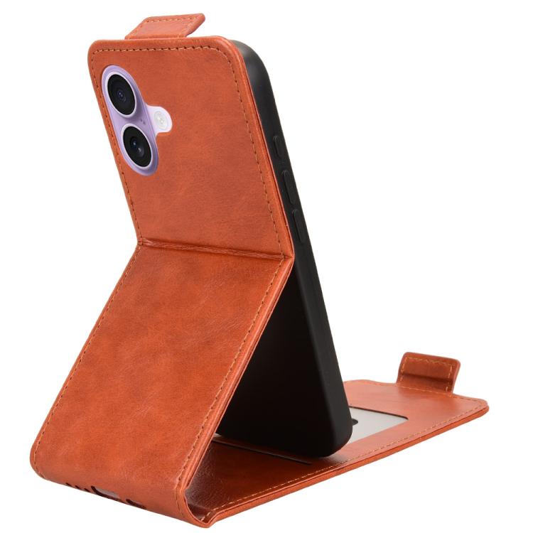 For iPhone 17 Magnetic Vertical Flip Leather Phone Case with Buckle