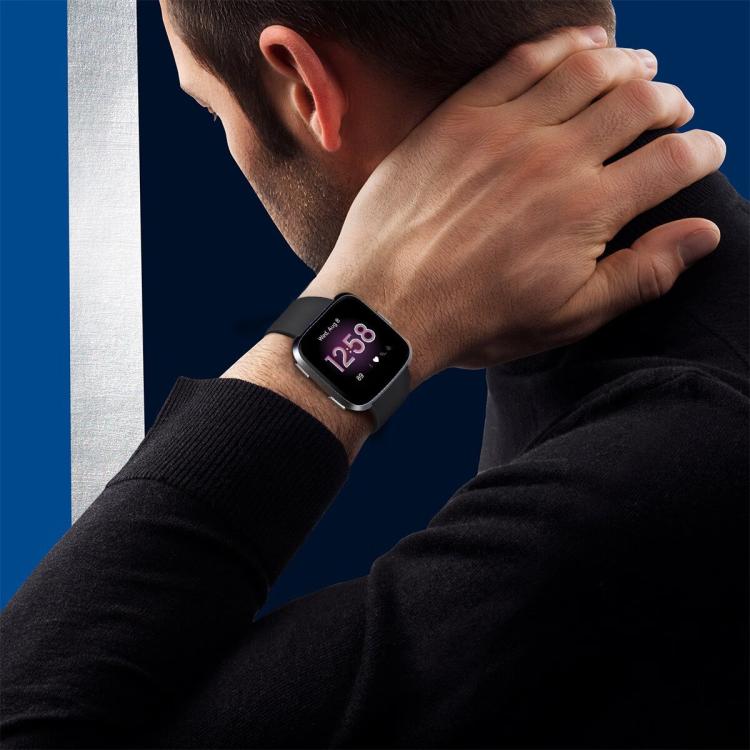 For Fitbit Versa 2 / Versa / Versa Lite xDfind Rivet Buckle Solid Color Silicone Watch Band, Size:L