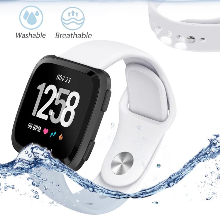 For Fitbit Versa 2 / Versa / Versa Lite xDfind Rivet Buckle Solid Color Silicone Watch Band, Size:L