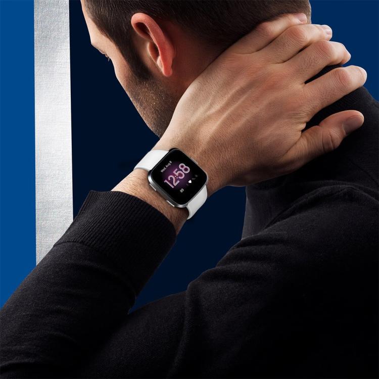 For Fitbit Versa 2 / Versa / Versa Lite xDfind Rivet Buckle Solid Color Silicone Watch Band, Size:L