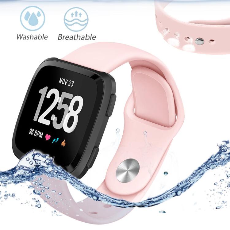For Fitbit Versa 2 / Versa / Versa Lite xDfind Rivet Buckle Solid Color Silicone Watch Band, Size:L