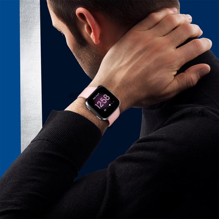 For Fitbit Versa 2 / Versa / Versa Lite xDfind Rivet Buckle Solid Color Silicone Watch Band, Size:L