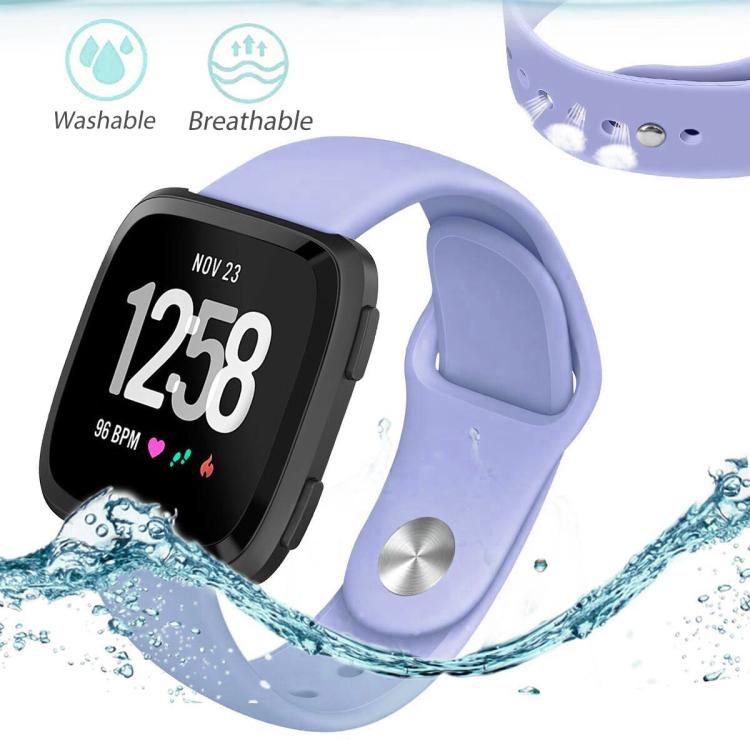 For Fitbit Versa 2 / Versa / Versa Lite xDfind Rivet Buckle Solid Color Silicone Watch Band, Size:L