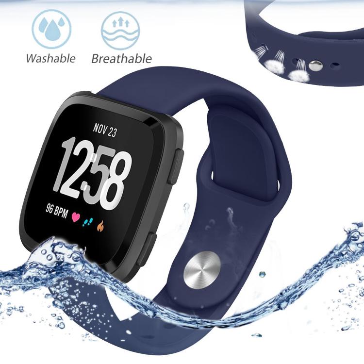 For Fitbit Versa 2 / Versa / Versa Lite xDfind Rivet Buckle Solid Color Silicone Watch Band, Size:L