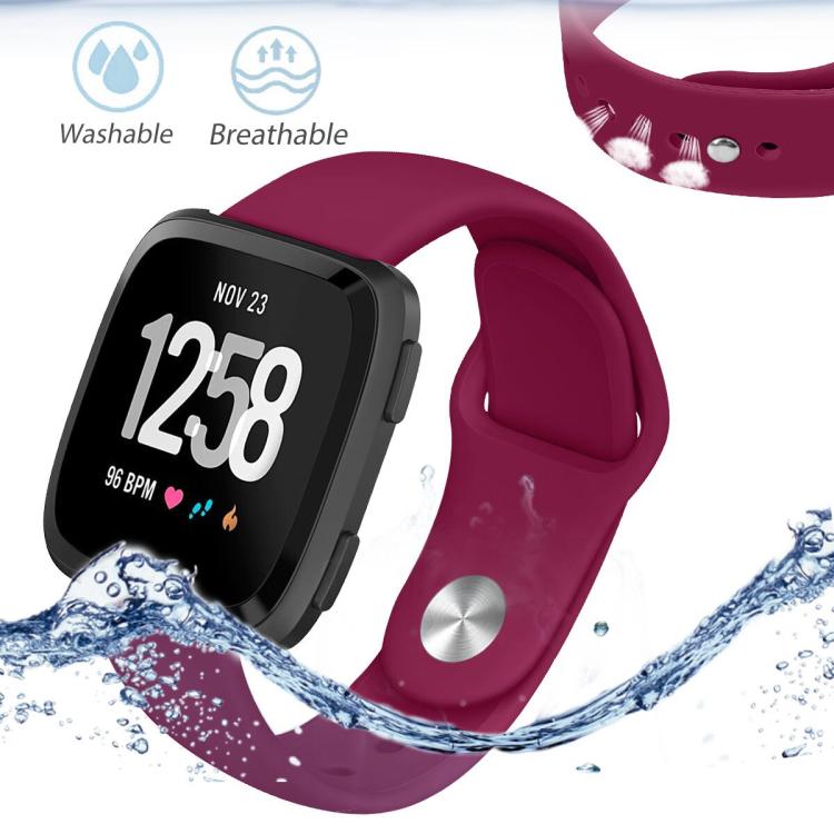 For Fitbit Versa 2 / Versa / Versa Lite xDfind Rivet Buckle Solid Color Silicone Watch Band, Size:L