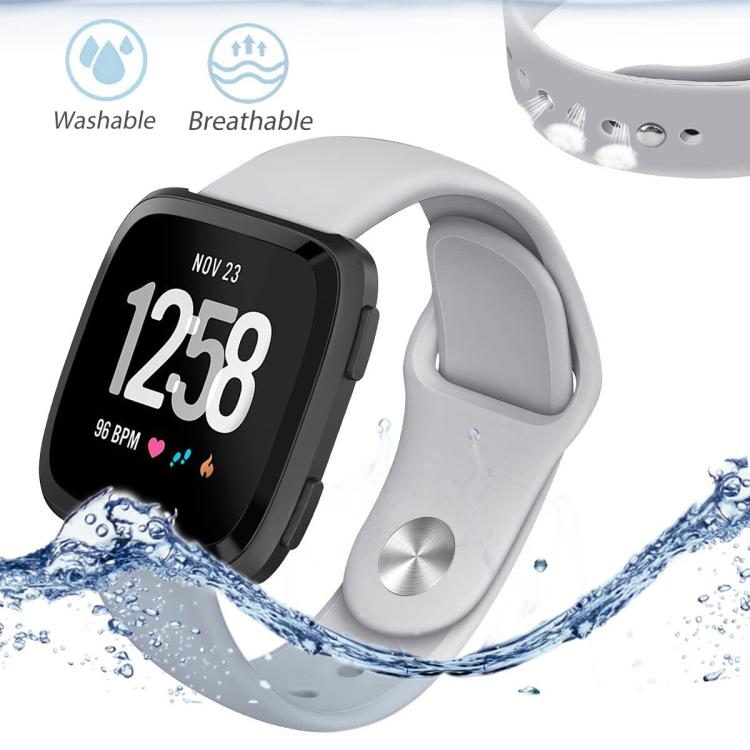 For Fitbit Versa 2 / Versa / Versa Lite xDfind Rivet Buckle Solid Color Silicone Watch Band, Size:L