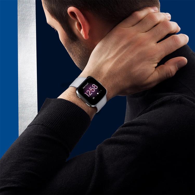 For Fitbit Versa 2 / Versa / Versa Lite xDfind Rivet Buckle Solid Color Silicone Watch Band, Size:L