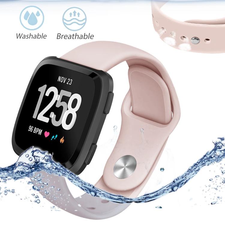 For Fitbit Versa 2 / Versa / Versa Lite xDfind Rivet Buckle Solid Color Silicone Watch Band, Size:L