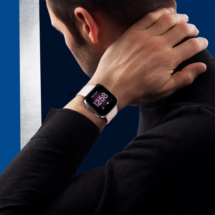 For Fitbit Versa 2 / Versa / Versa Lite xDfind Rivet Buckle Solid Color Silicone Watch Band, Size:L