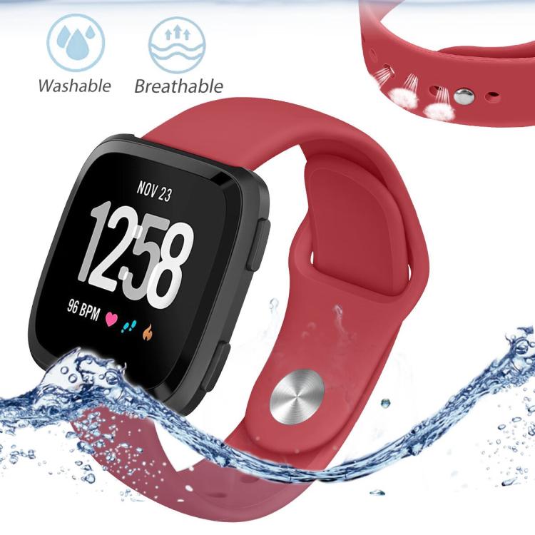 For Fitbit Versa 2 / Versa / Versa Lite xDfind Rivet Buckle Solid Color Silicone Watch Band, Size:L