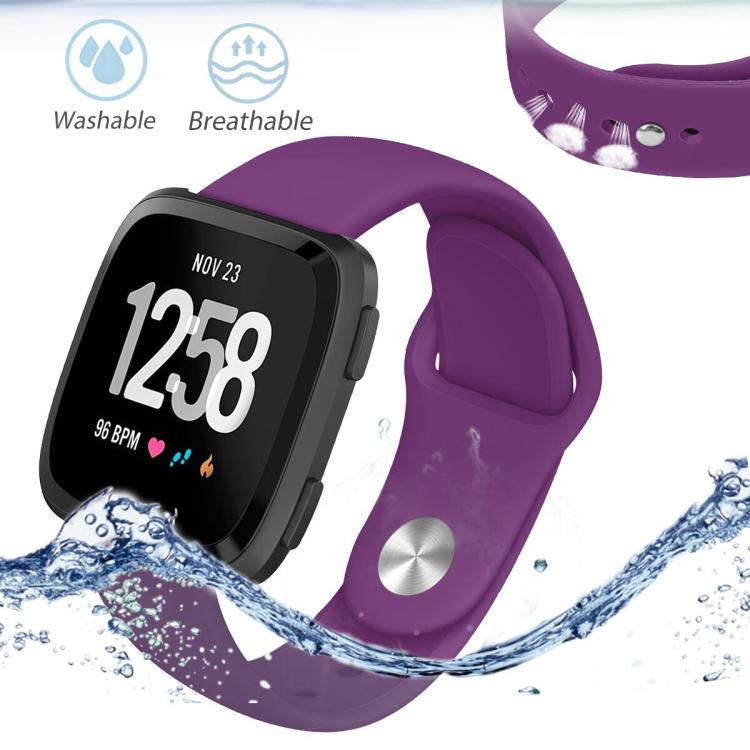 For Fitbit Versa 2 / Versa / Versa Lite xDfind Rivet Buckle Solid Color Silicone Watch Band, Size:L