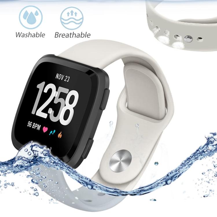For Fitbit Versa 2 / Versa / Versa Lite xDfind Rivet Buckle Solid Color Silicone Watch Band, Size:L