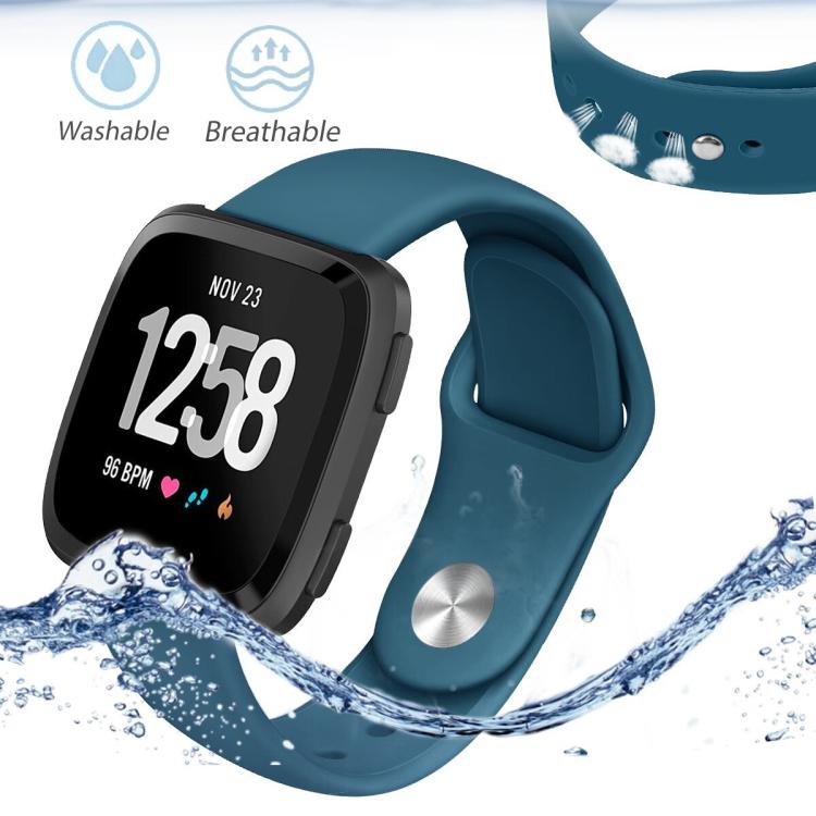 For Fitbit Versa 2 / Versa / Versa Lite xDfind Rivet Buckle Solid Color Silicone Watch Band, Size:L